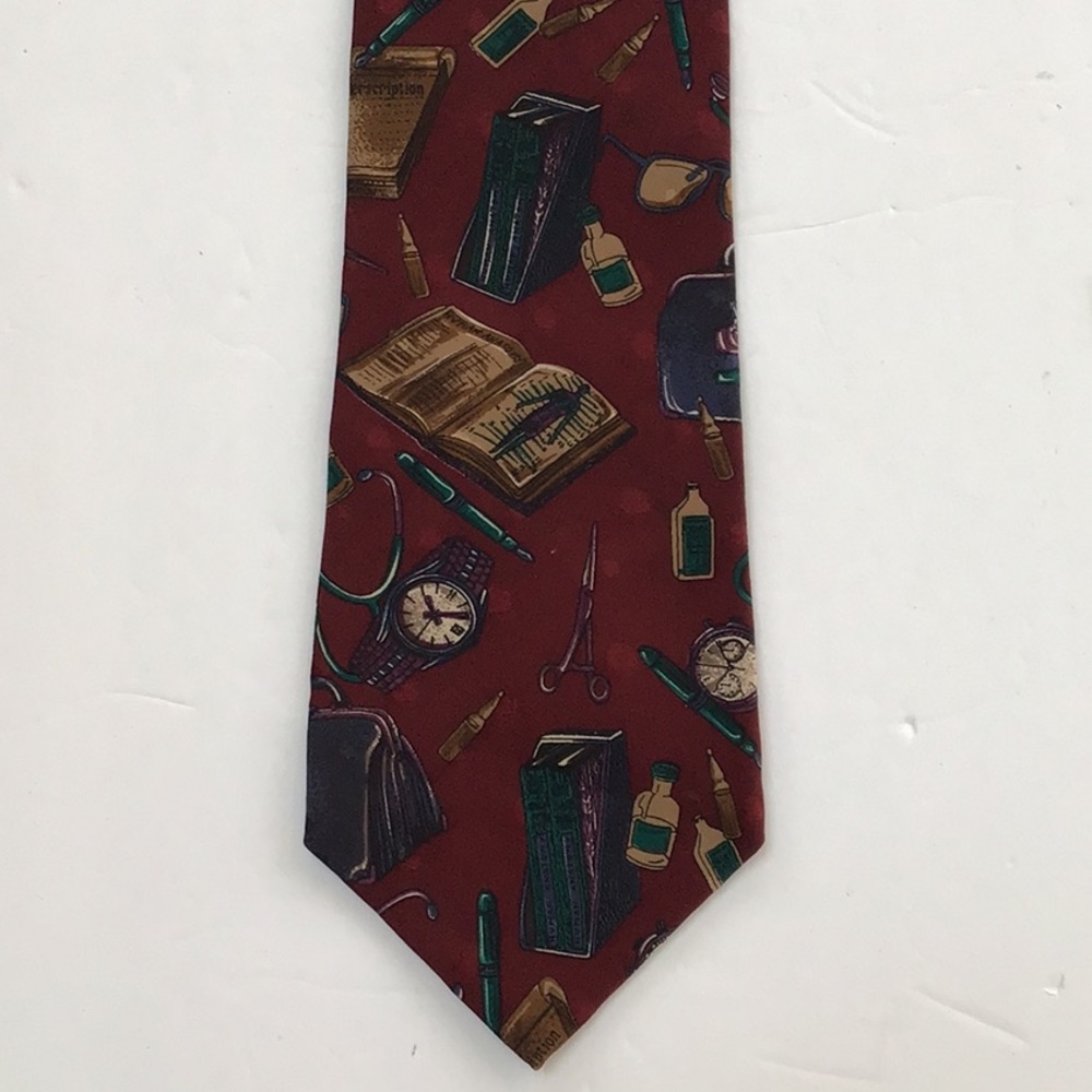Woodward 100% Italian Silk Medical Physician Surgeon Pharmacist Red Neck Tie - Picture 2 of 13